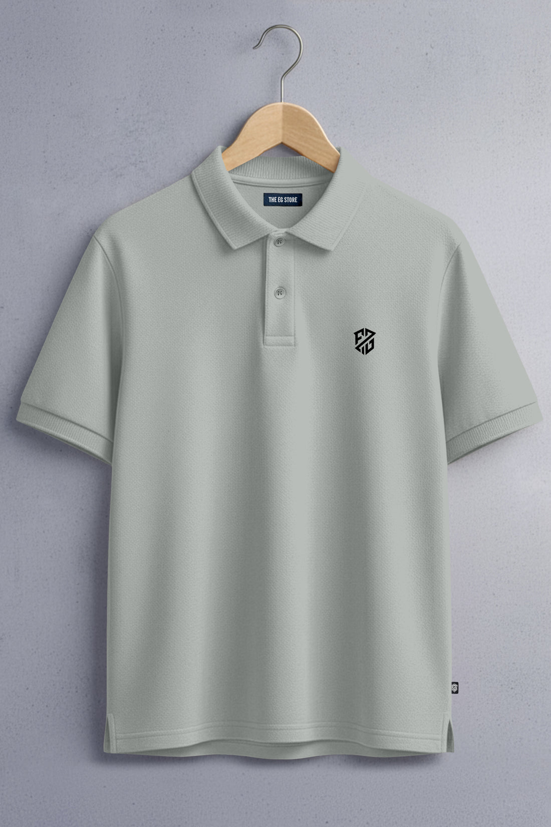 Men's Sage Grey Slim Fit Cotton Pique Polo T-Shirt