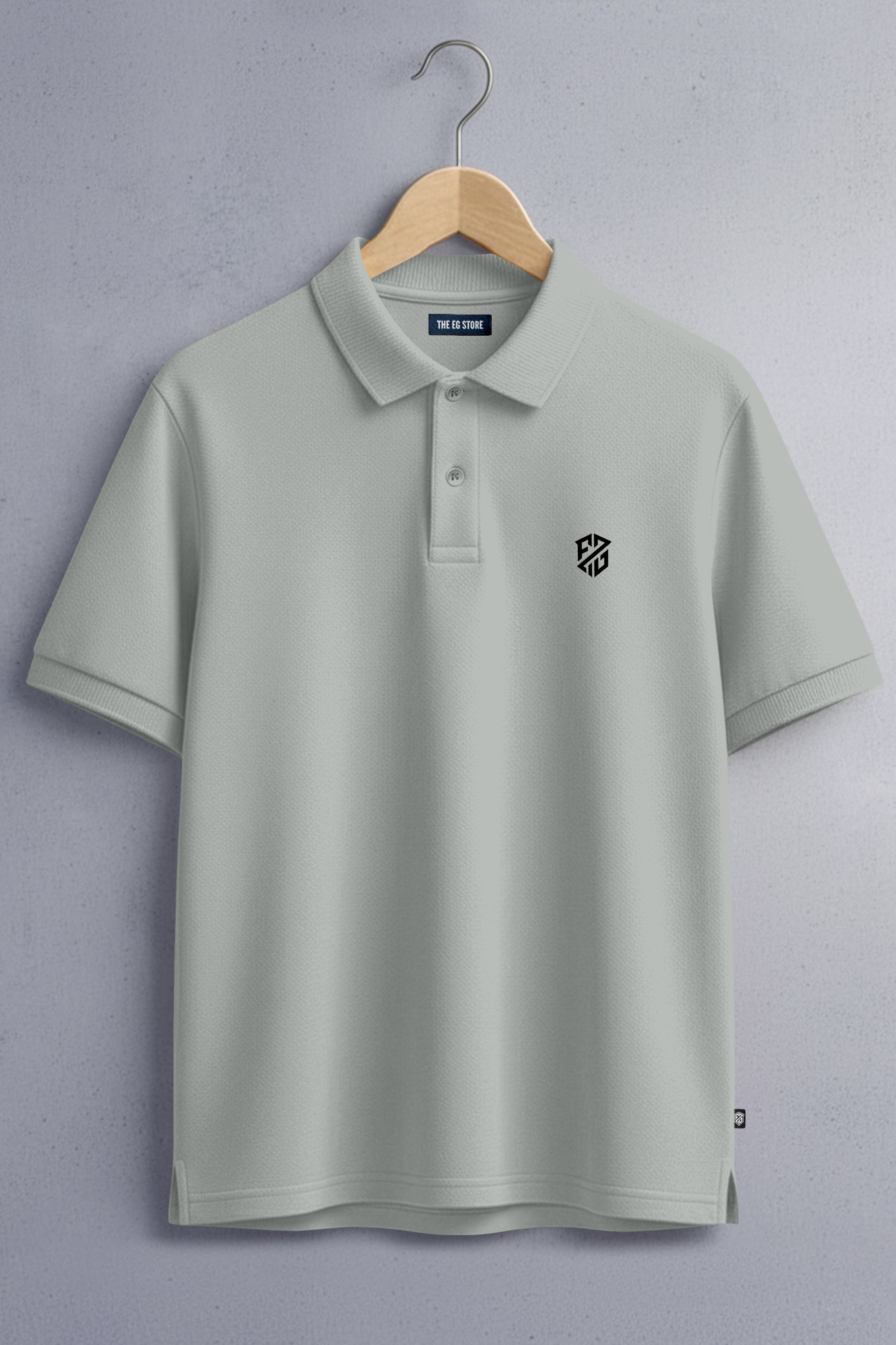 Men's Sage Grey Slim Fit Cotton Pique Polo T-Shirt