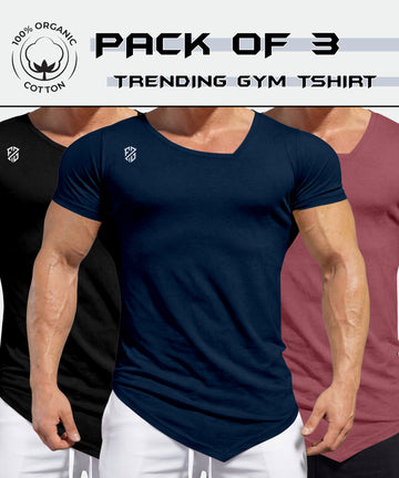 Men wearing comfort gym fit tshirt pack of 3