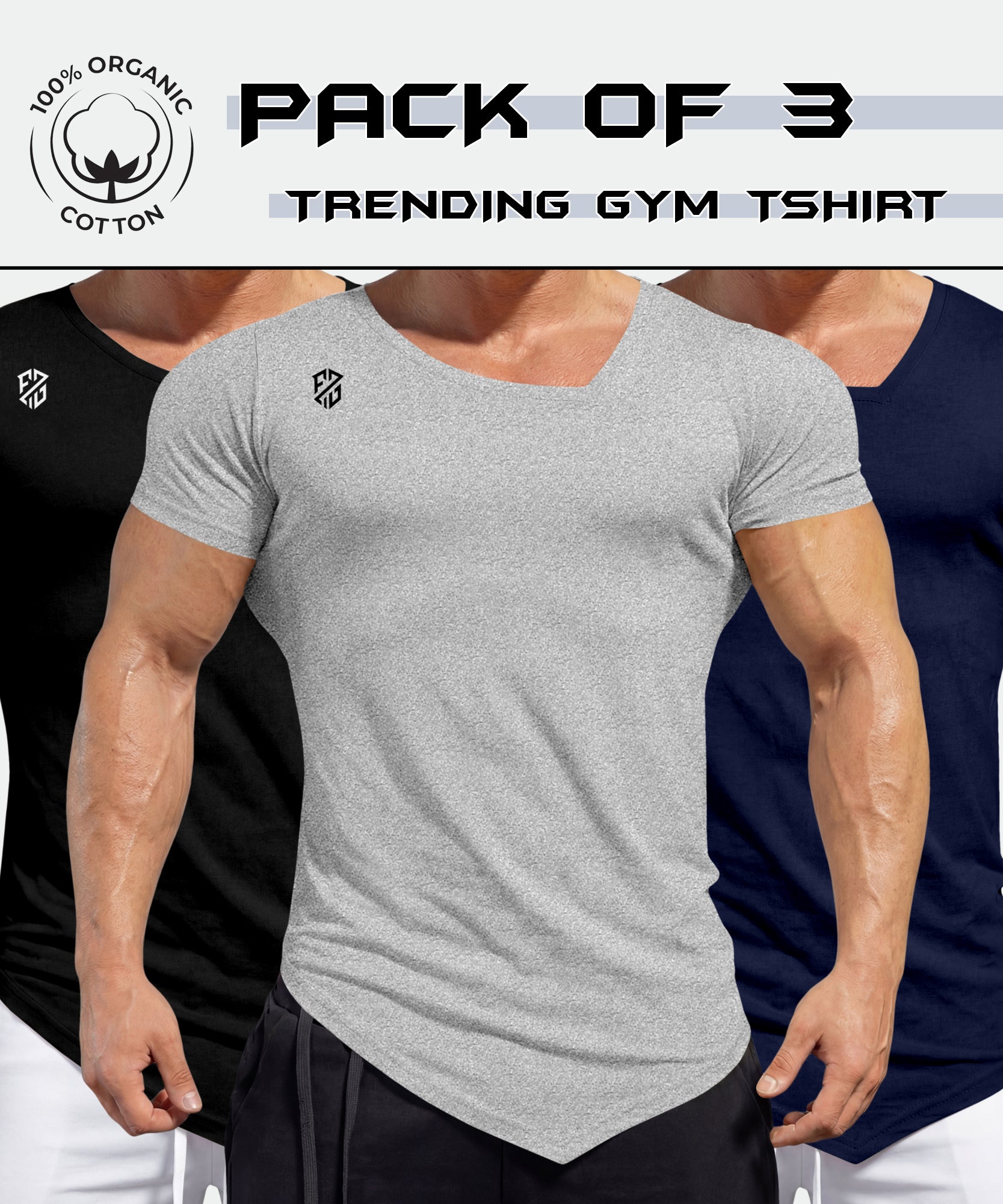 Sports gym tshirts pack of 3 for men workouts