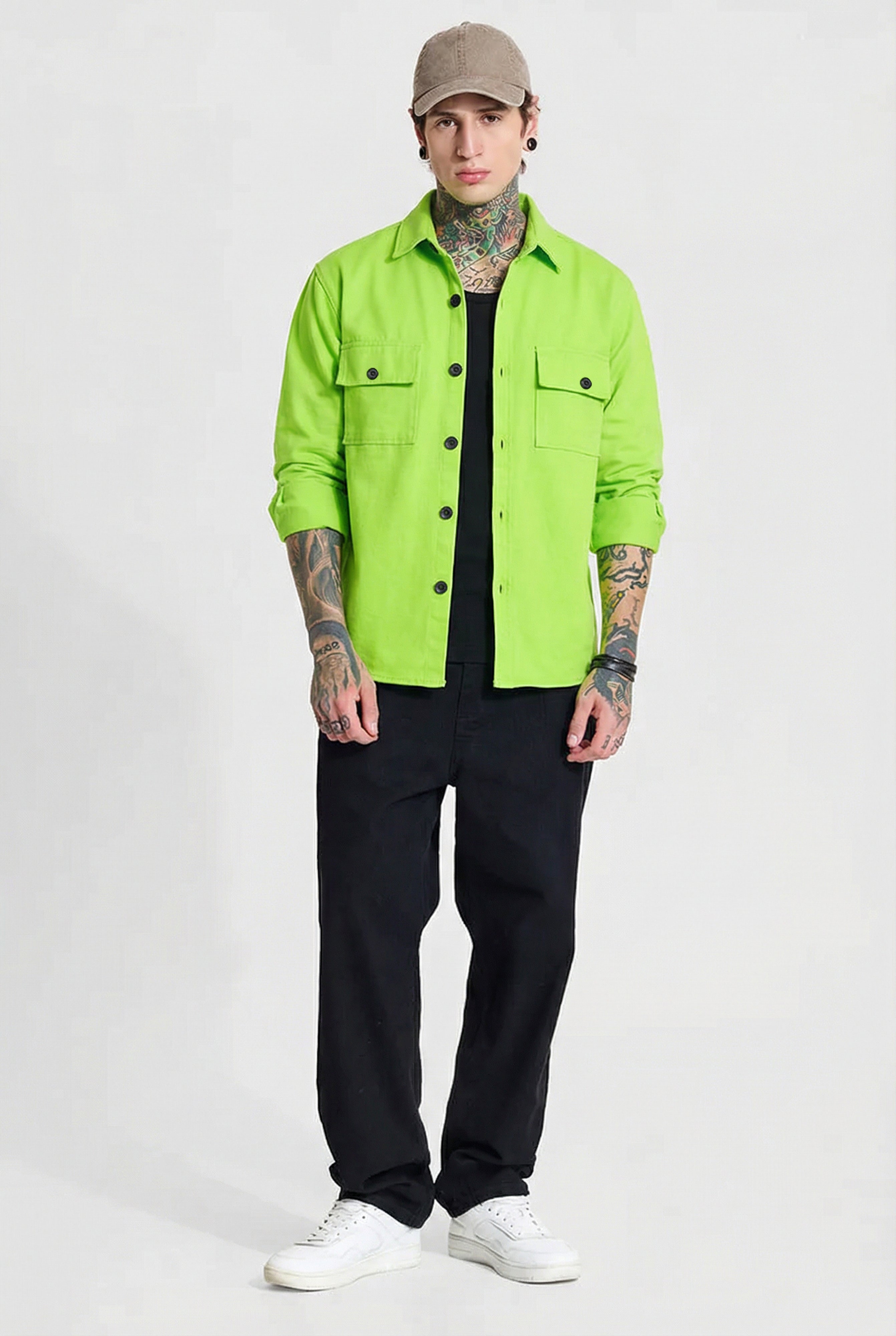 Neon Green Utility Shirt – Bold Streetwear Style