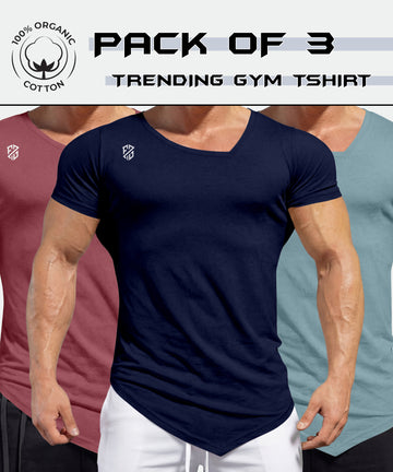 Comfort fit gym tshirts pack of 3 for daily workouts