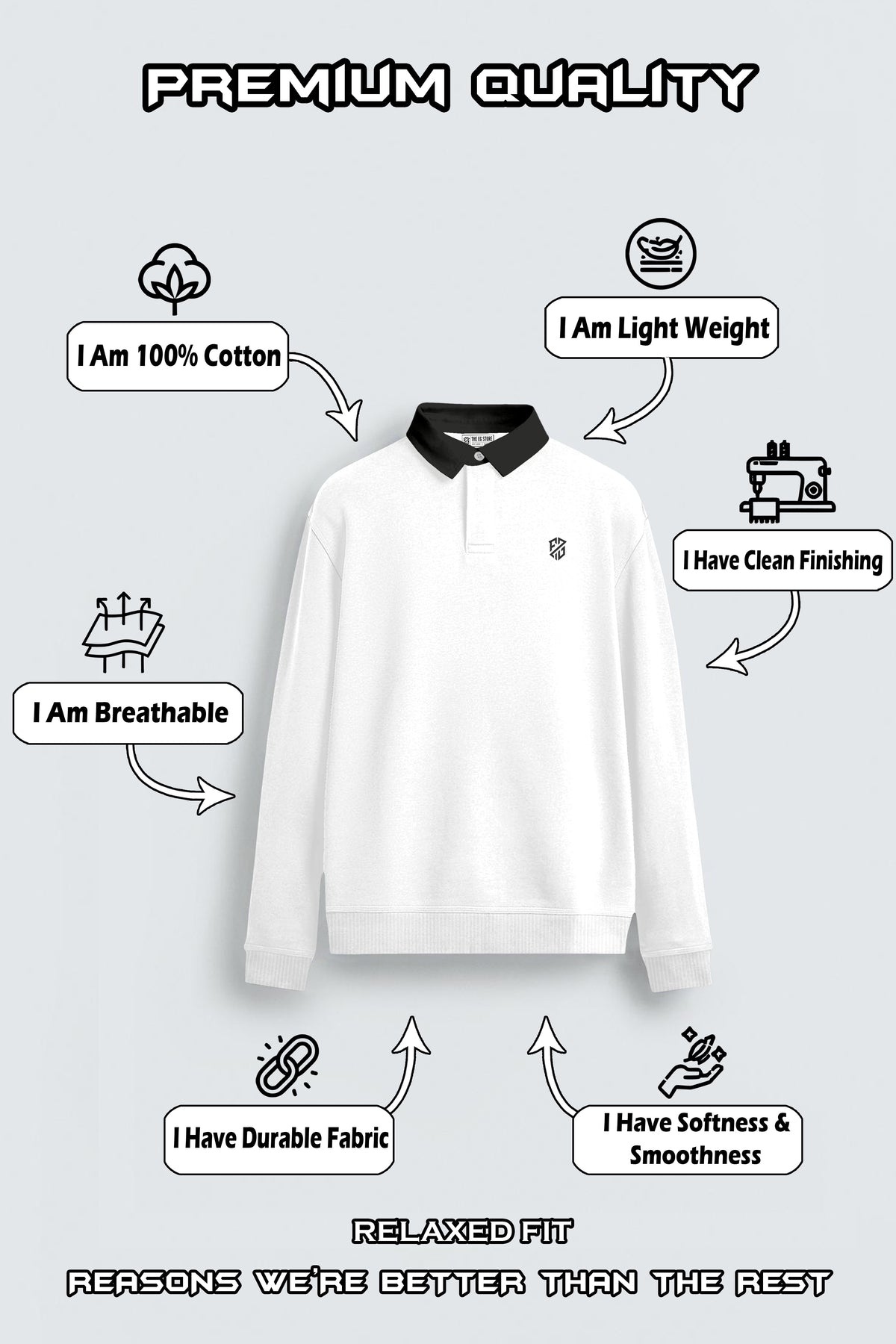 Stylish Men’s Full Sleeve Collar Sweatshirt Daily Wear