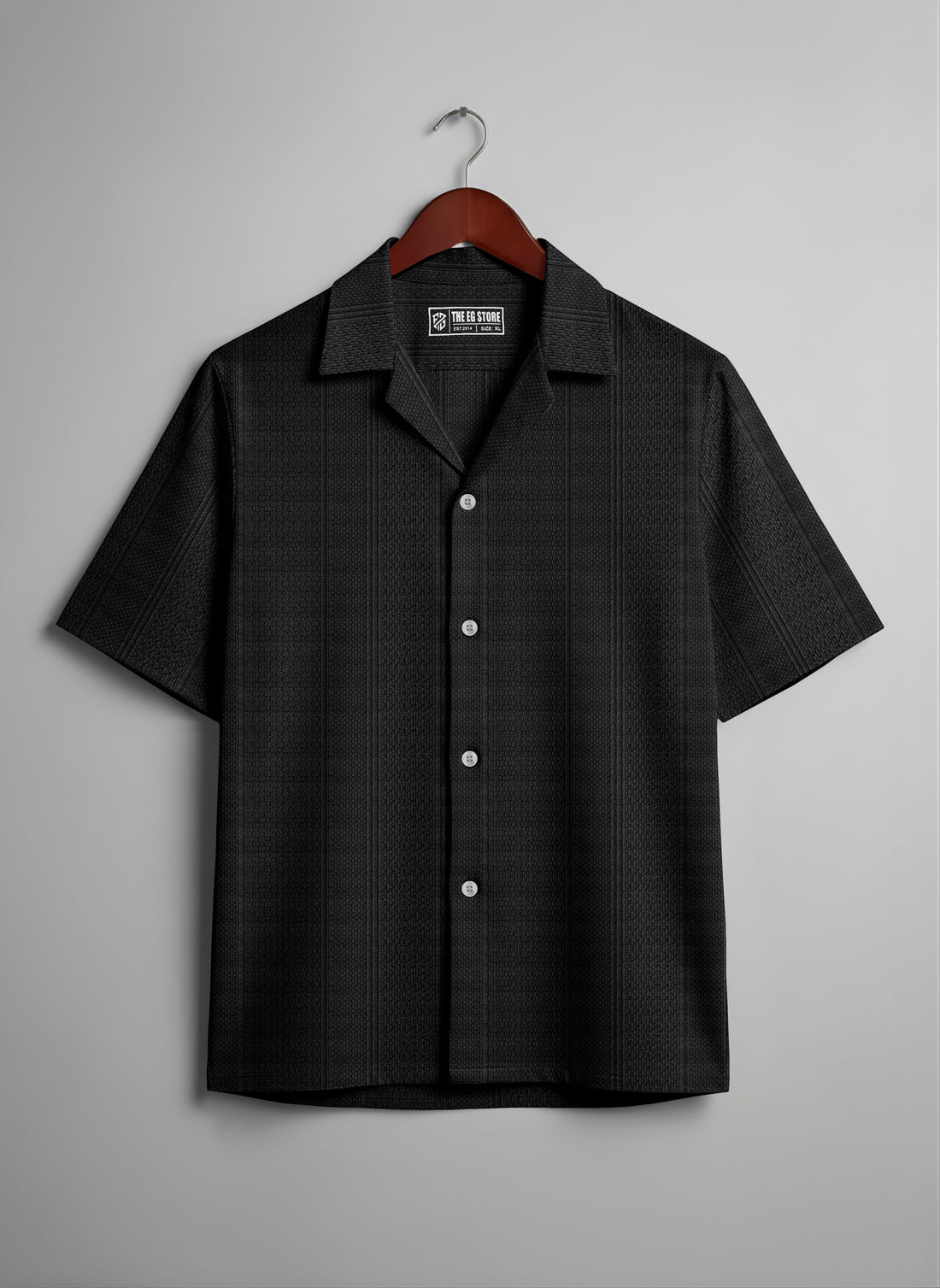 Premium Black Short Sleeve Shirt: Casual Resort Fit