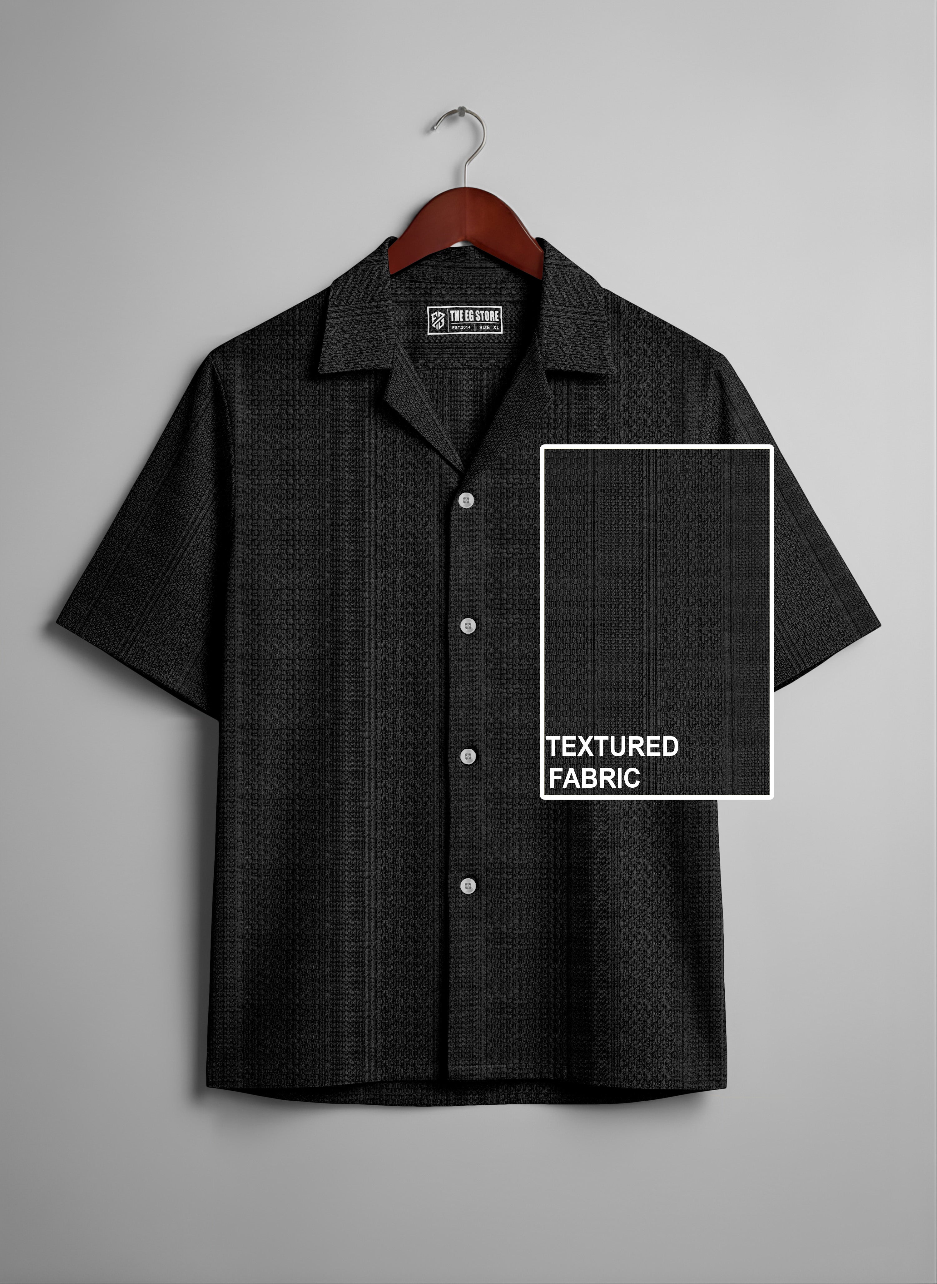 Premium Black Short Sleeve Shirt: Casual Resort Fit