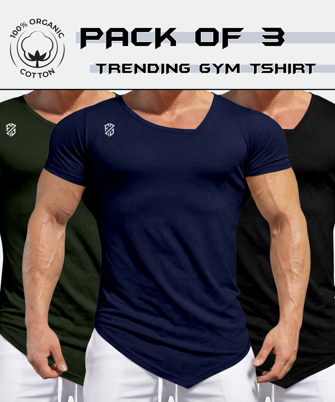 Dynamic wear gym tshirts pack of 3 for workouts