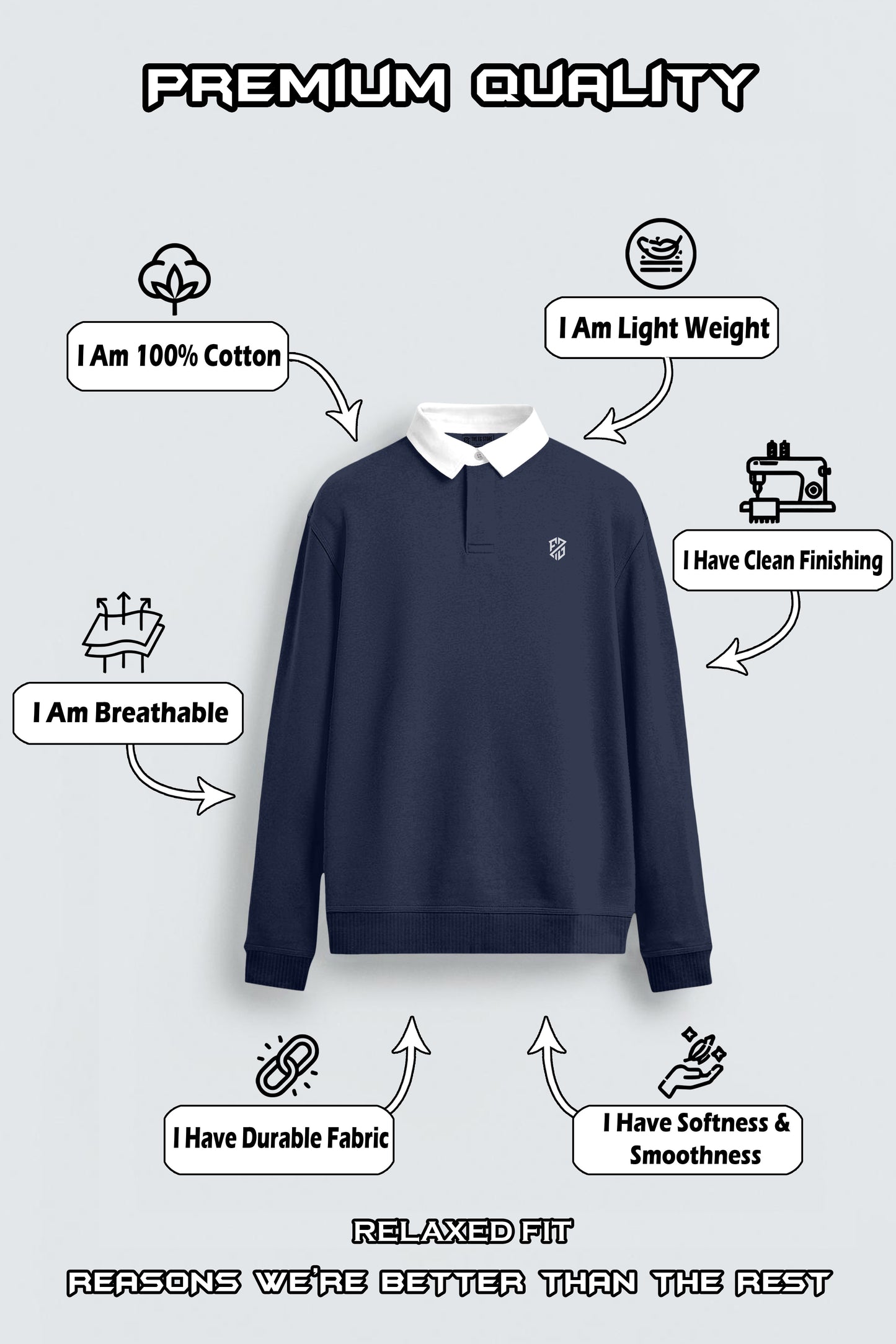Blue Full Sleeve Sweatshirt for Men – Stylish Comfort