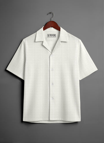 Premium Cream Short Sleeve Shirt: Casual Resort Fit