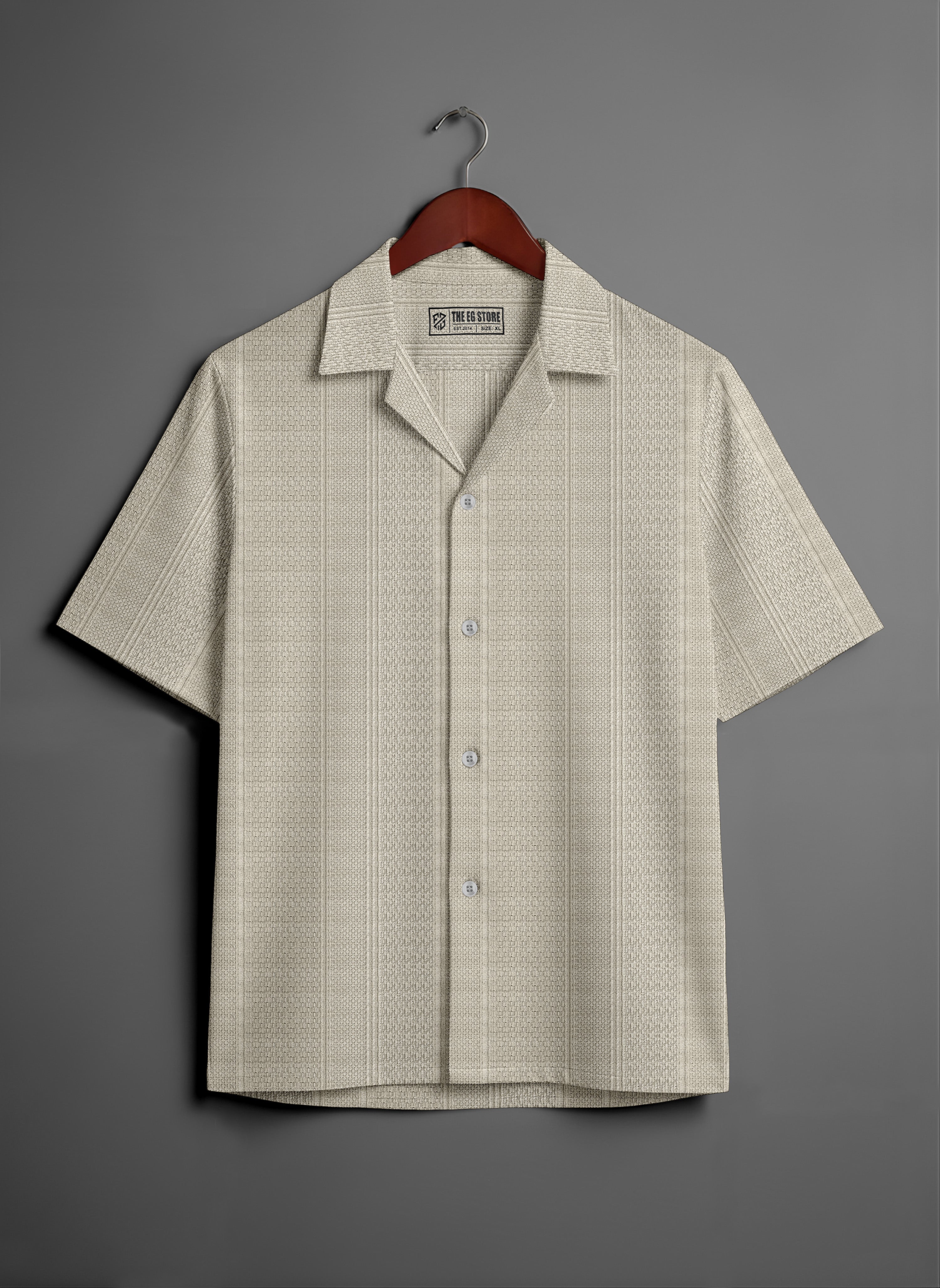 Premium Khaki Short Sleeve Shirt: Casual Resort Fit