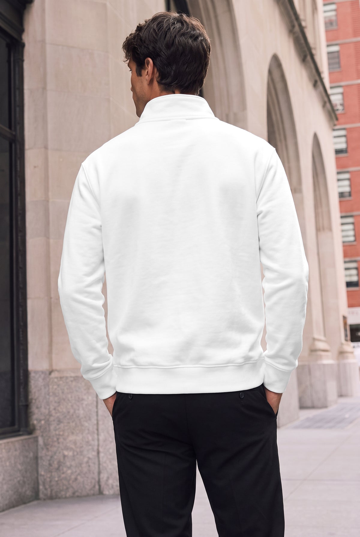 Men's White Quarter Zip Sweatshirt