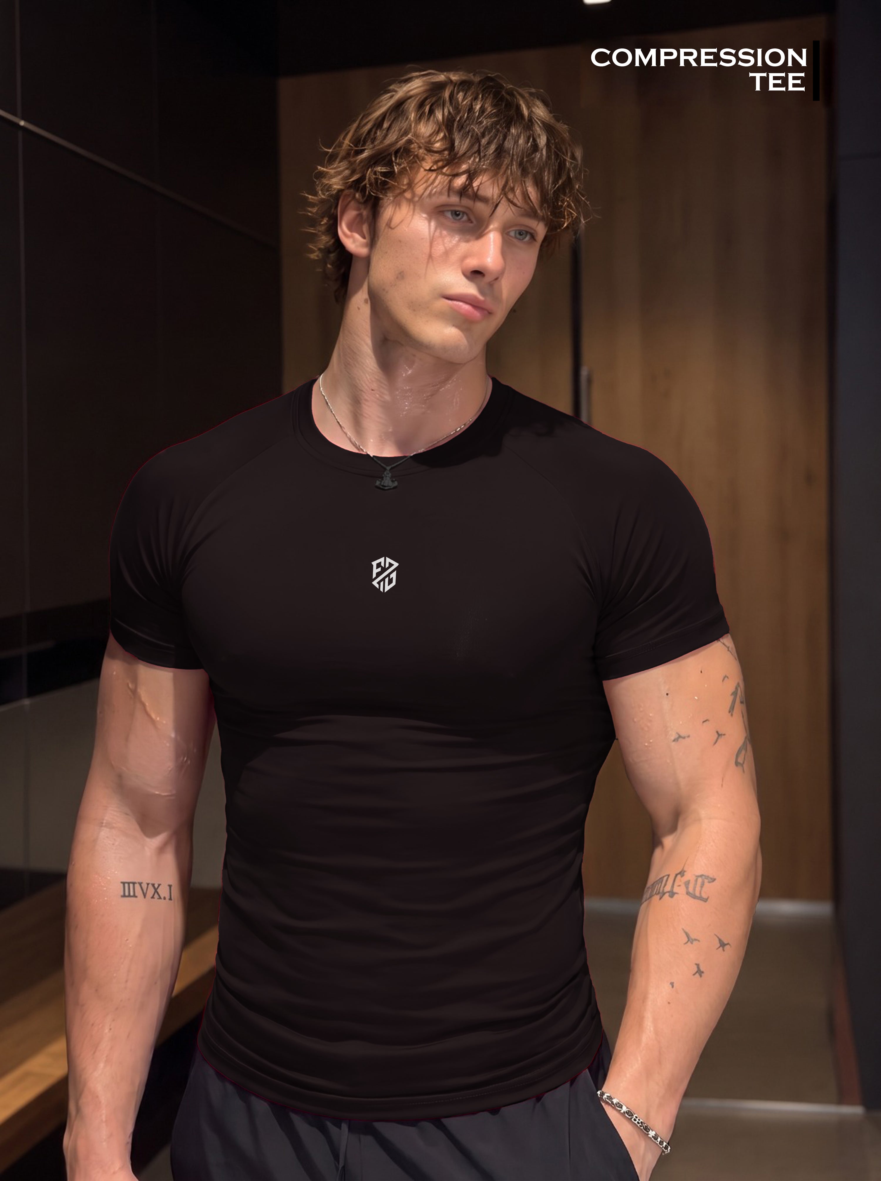 Compression Half Sleeves T shirt - Black