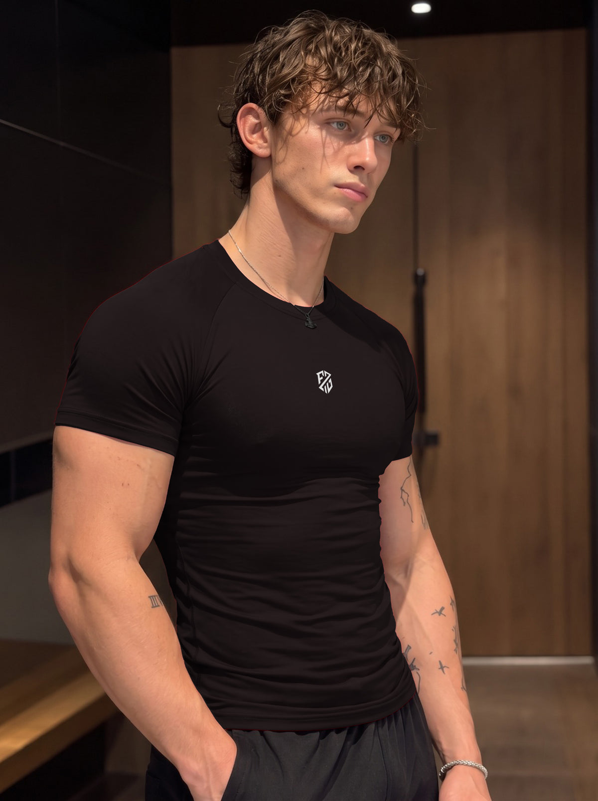 Compression Half Sleeves T shirt - Black