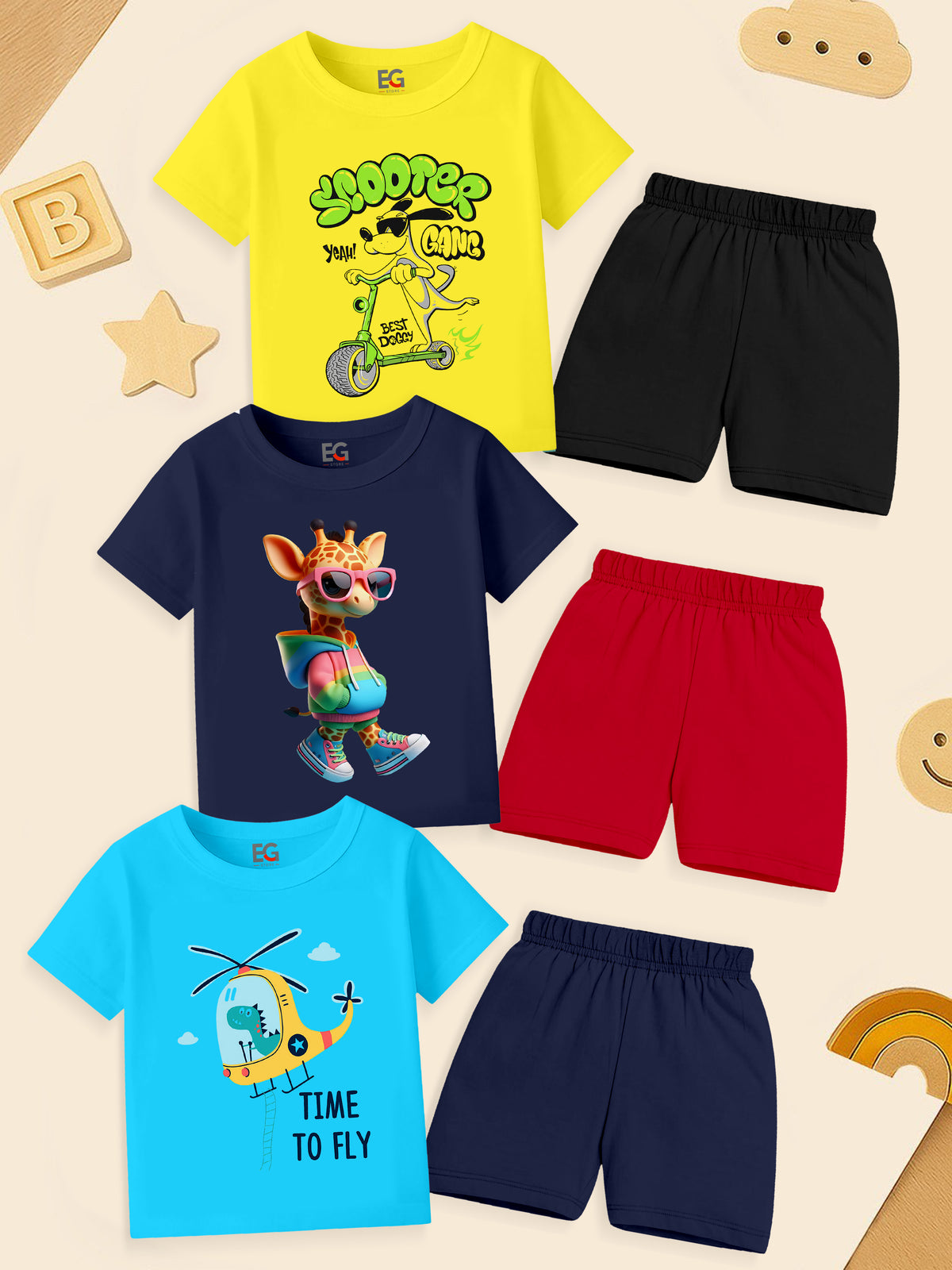 The EG Store Boy's Premium Graphic T-Shirt Combo - Pack of 3 - Hover Image