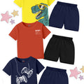 6-Piece Value Bundle: 3 Round Neck T-Shirts + 3 Cotton Shorts Set