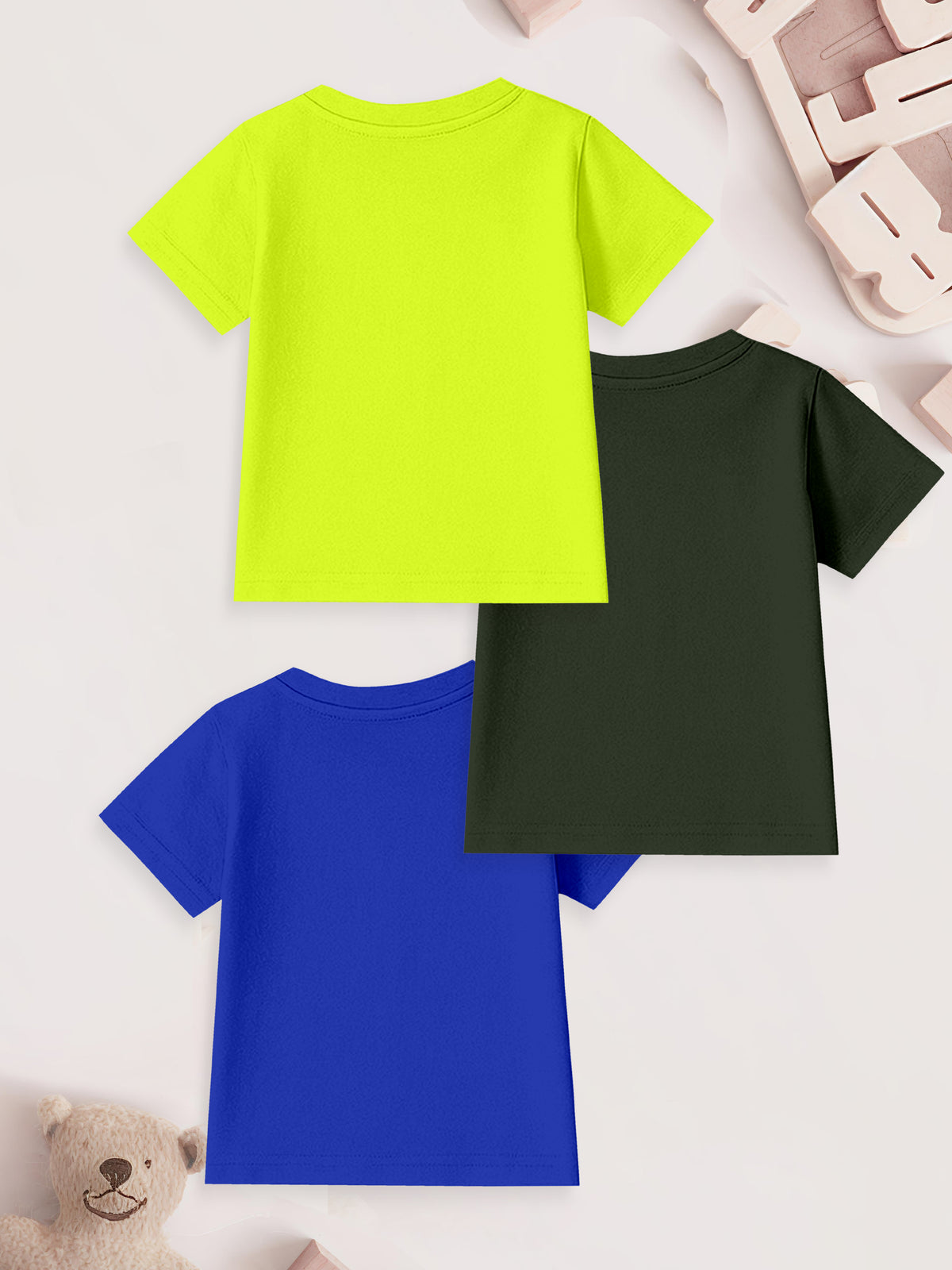 Pack of 3 Round Neck T-Shirts - Regular Fit Cotton Tee Bundle - Hover Image