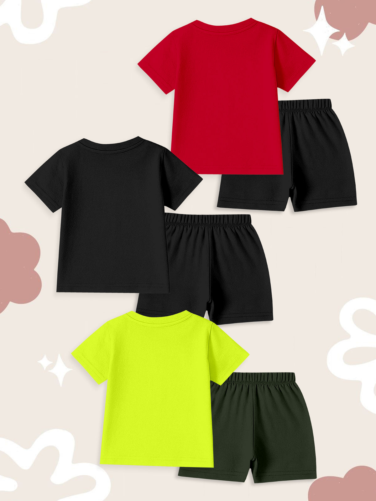 Ultimate Summer Vacation Bundle (Pack of 6) – 3 Breathable Tees & 3 Sporty Shorts - Hover Image