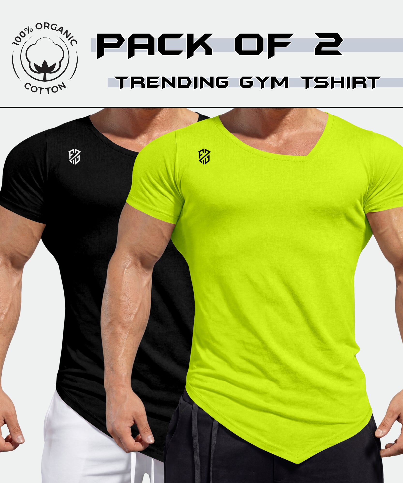 Active Lifestyle Pack of 2 Gym TShirts  – Cool & Light