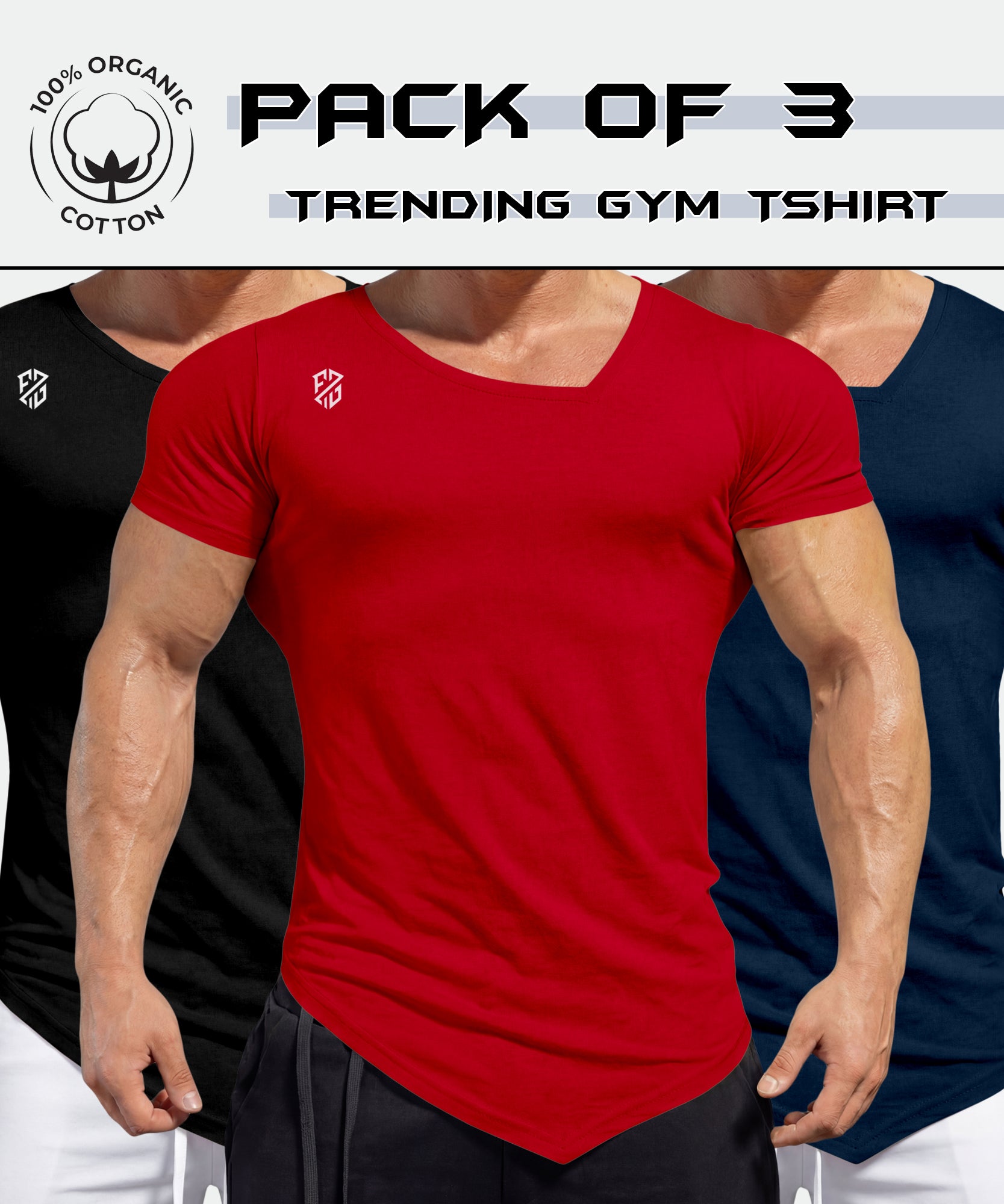 Athletic Fit Gym T-Shirts Pack of 3 – Ultra Soft & Sweat Friendly