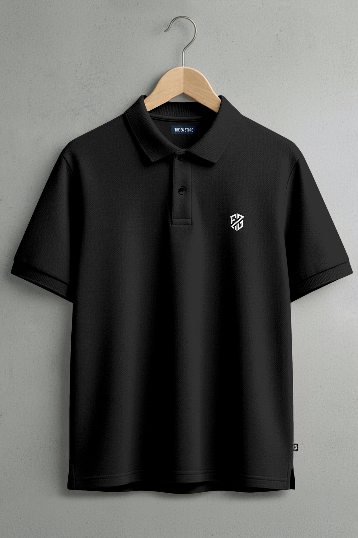 Classic Black Slim Fit Polo Shirt - Premium Cotton - Hover Image