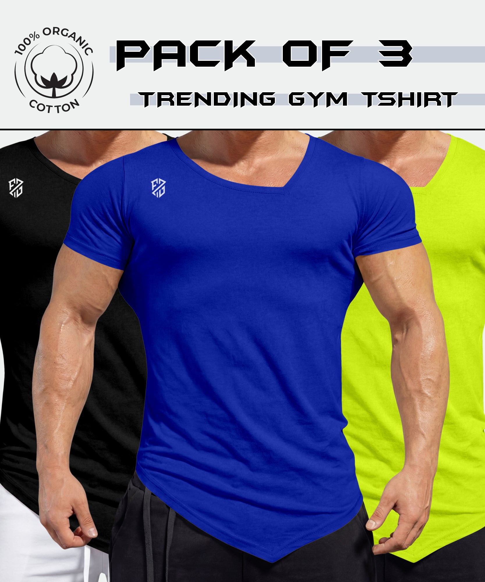 Essential Gym TShirts Pack of 3 – Breathable Comfort & Style