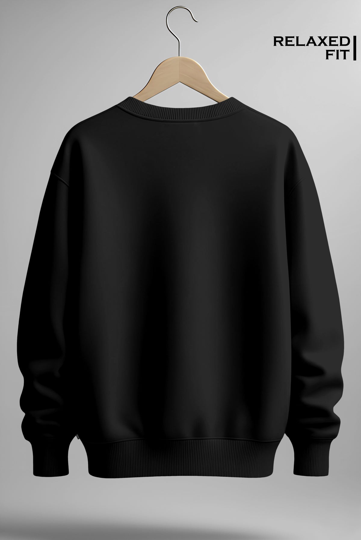Jet Black Signature Sweatshirt: Sleek Relaxed Style - Hover Image