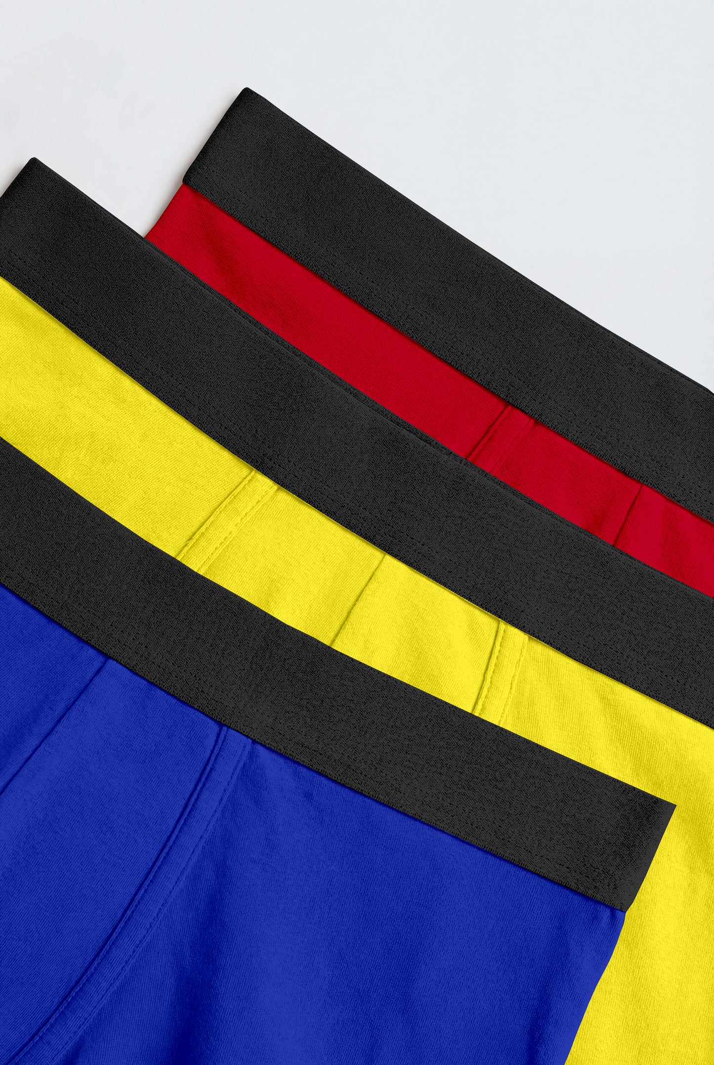 Men's 3-Pack Solid Cotton Underwear Trunks with Elastic Waistband
