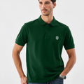 Men's Bottle Green Slim Fit Cotton Pique Polo Shirt
