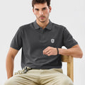 Men's Charcoal Grey Polo T Shirt Slim Fit Cotton Pique