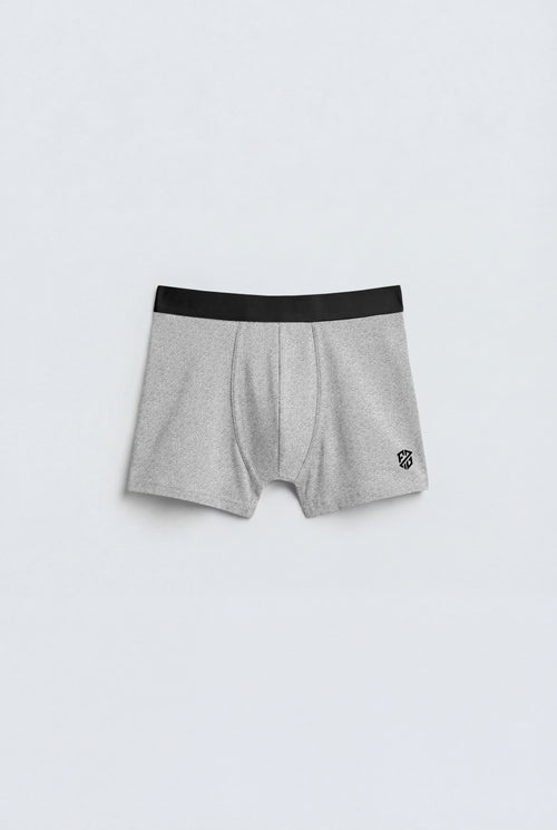 Men's Classic Heather Grey Boxer Briefs – Premium Cotton Stretch with Performance Waistband