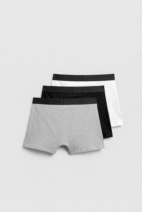 Men's Essential Monochrome Boxer Briefs – 3-Pack Variety Set (Heather Grey, Onyx Black, Optic White)