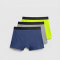 Men's Essential Stretch Boxer Briefs - 3-Pack Multicolor Set (Navy, Heather Grey, Neon Lime)