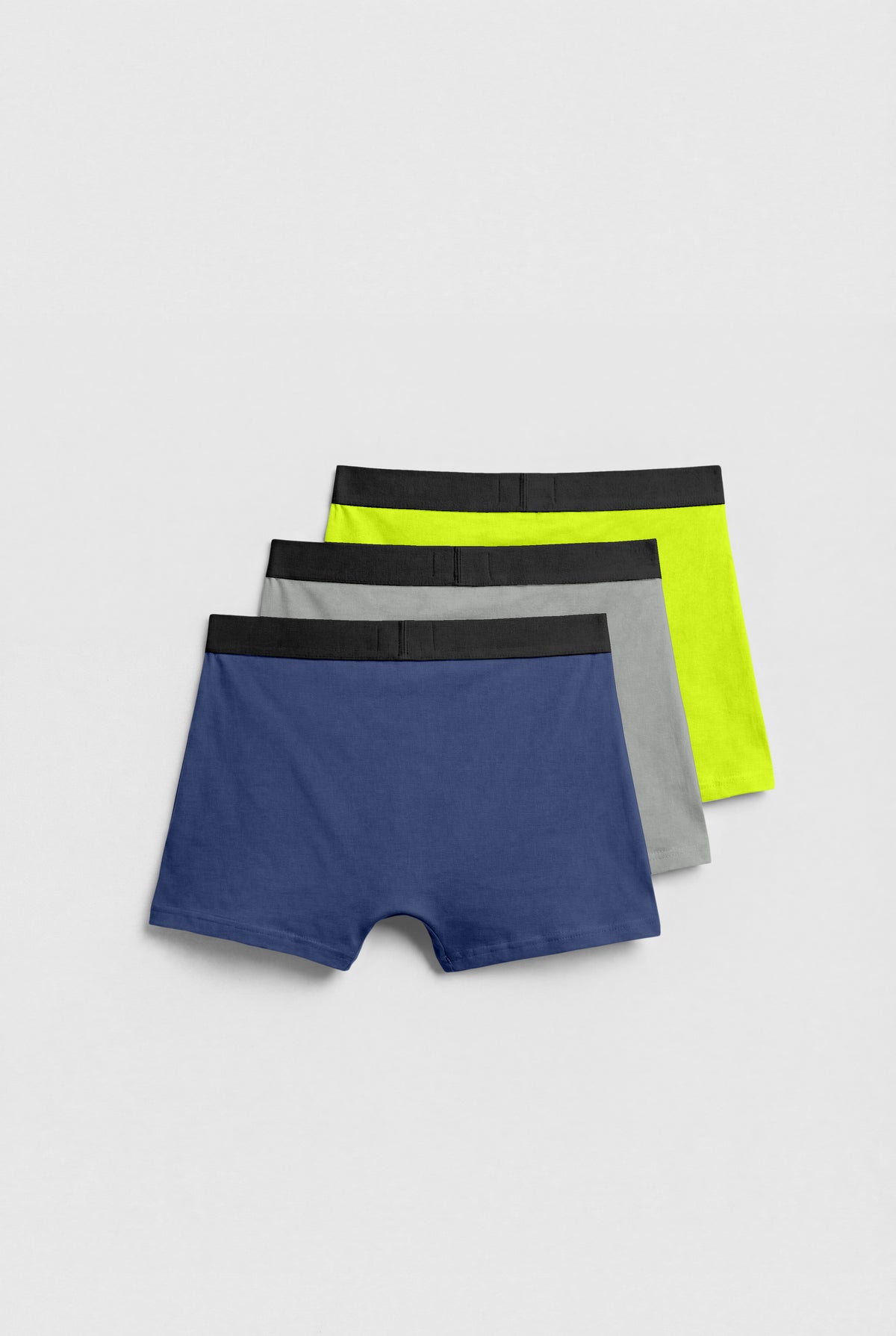 Men's Essential Stretch Boxer Briefs - 3-Pack Multicolor Set (Navy, Heather Grey, Neon Lime)