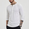 Men's Heather Grey Waffle Knit Henley – Classic Long Sleeve Thermal