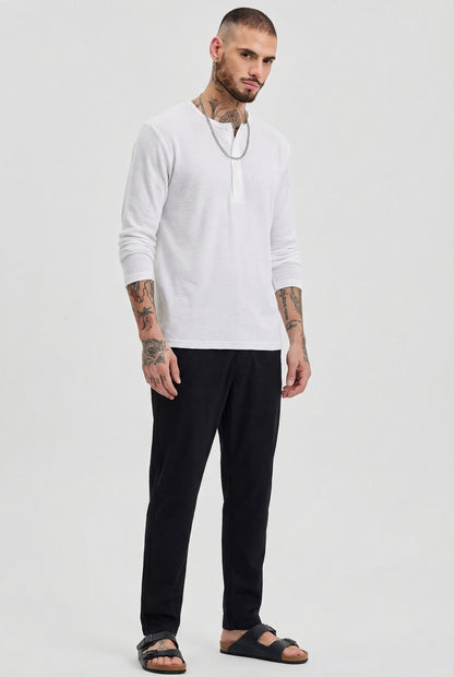 Men's Heather Grey Waffle Knit Henley – Classic Long Sleeve Thermal