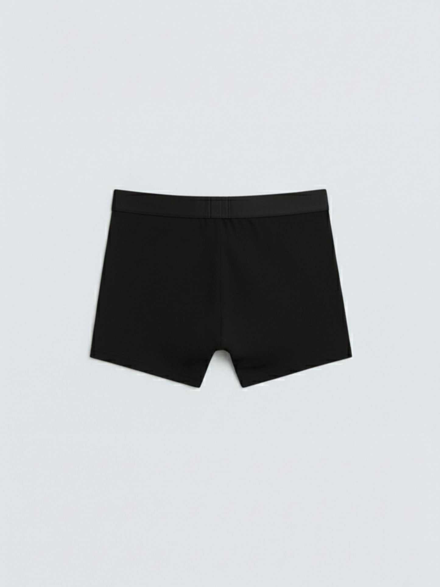 Black fitted men's boxer briefs on plain white background