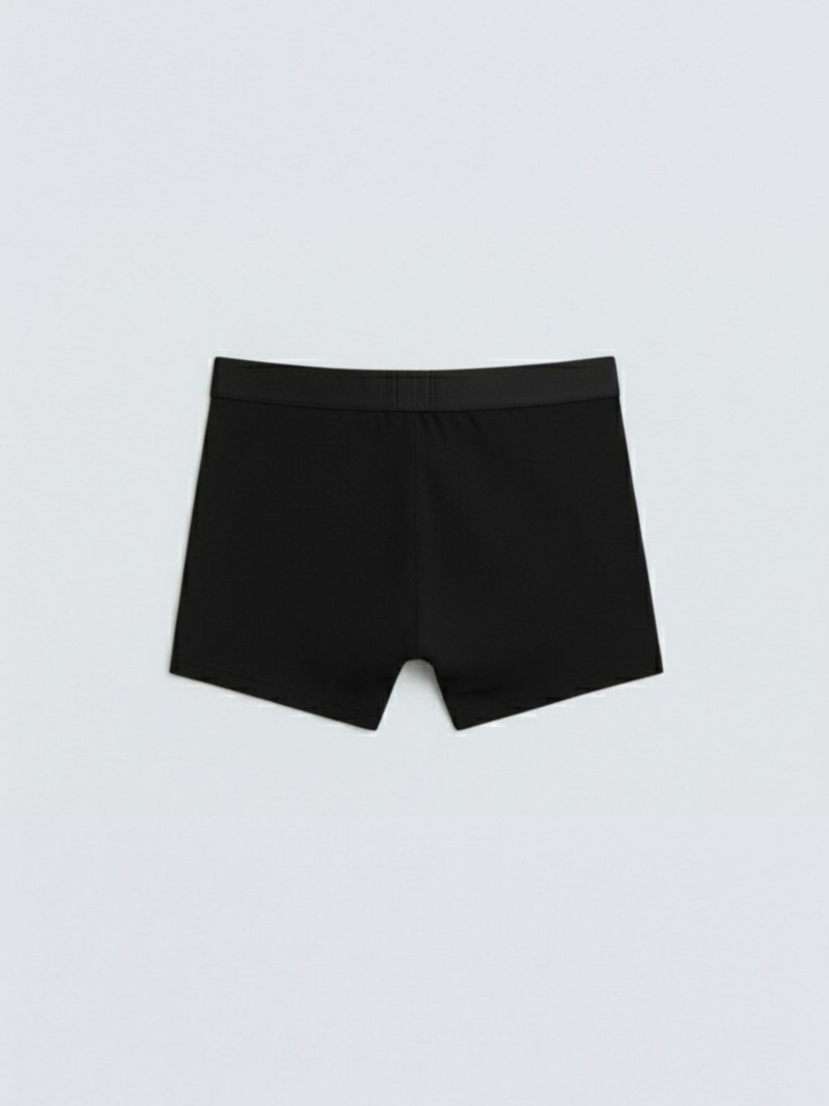 Black fitted men's boxer briefs on plain white background