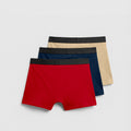 Men's Premium Comfort Boxer Briefs – 3-Pack Classic Set (Crimson Red, Midnight Navy, Desert Sand)
