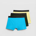 Men's Premium Cotton Stretch Boxer Briefs - 3-Pack Multicolor Set (Cyan Blue, Forest Green, Pale Yellow)