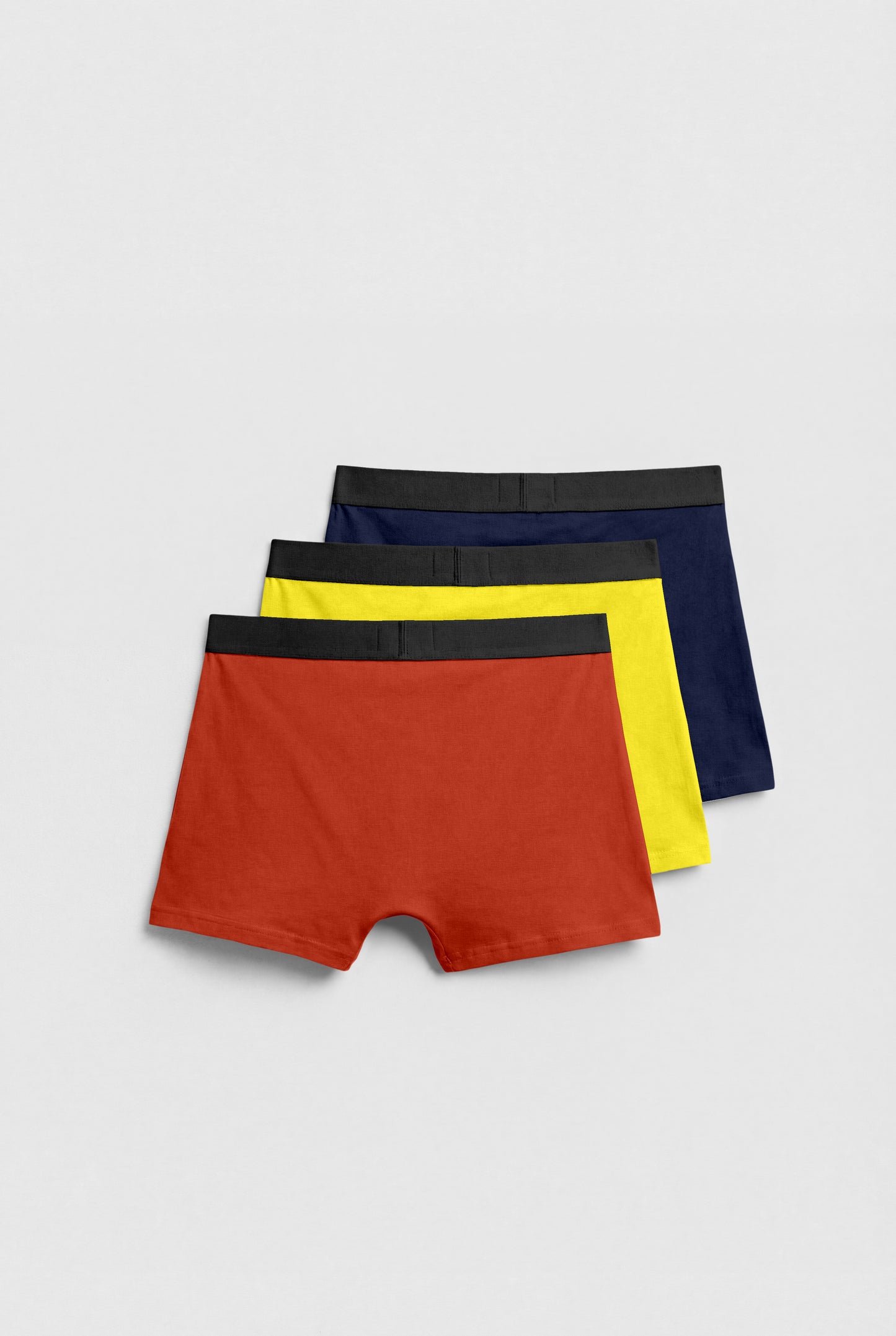 Men's Premium Cotton Stretch Boxer Briefs – 3-Pack Sunset Collection (Rust Orange, Canary Yellow, Midnight Navy)