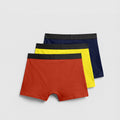 Men's Premium Cotton Stretch Boxer Briefs – 3-Pack Sunset Collection (Rust Orange, Canary Yellow, Midnight Navy)