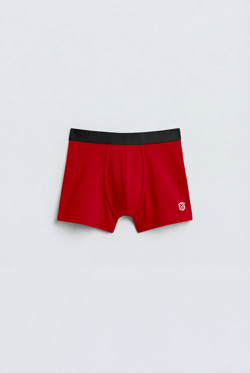 Men's Premium Cotton Stretch Boxer Briefs – Bold Crimson Red with Performance Elastic Waistband