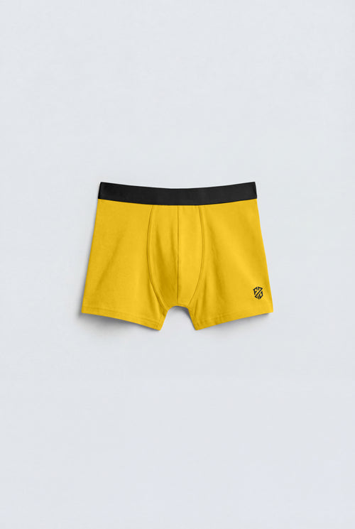 Men's Premium Cotton Stretch Boxer Briefs – Mustard Yellow & Black