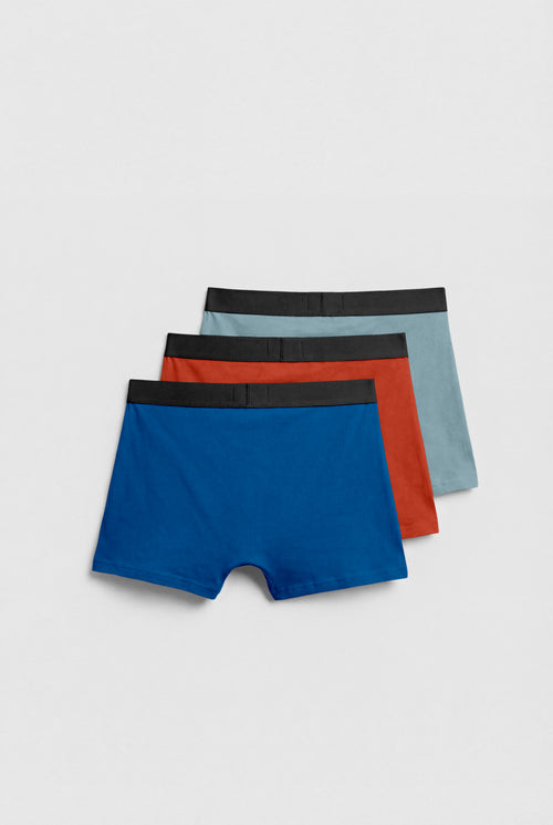 Men's Premium Cotton Stretch Boxer Briefs (Pack of 3) – Essential Blue Collection