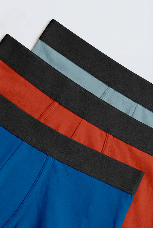 Men's Premium Cotton Stretch Boxer Briefs (Pack of 3) – Vibrant Multi-Color Set