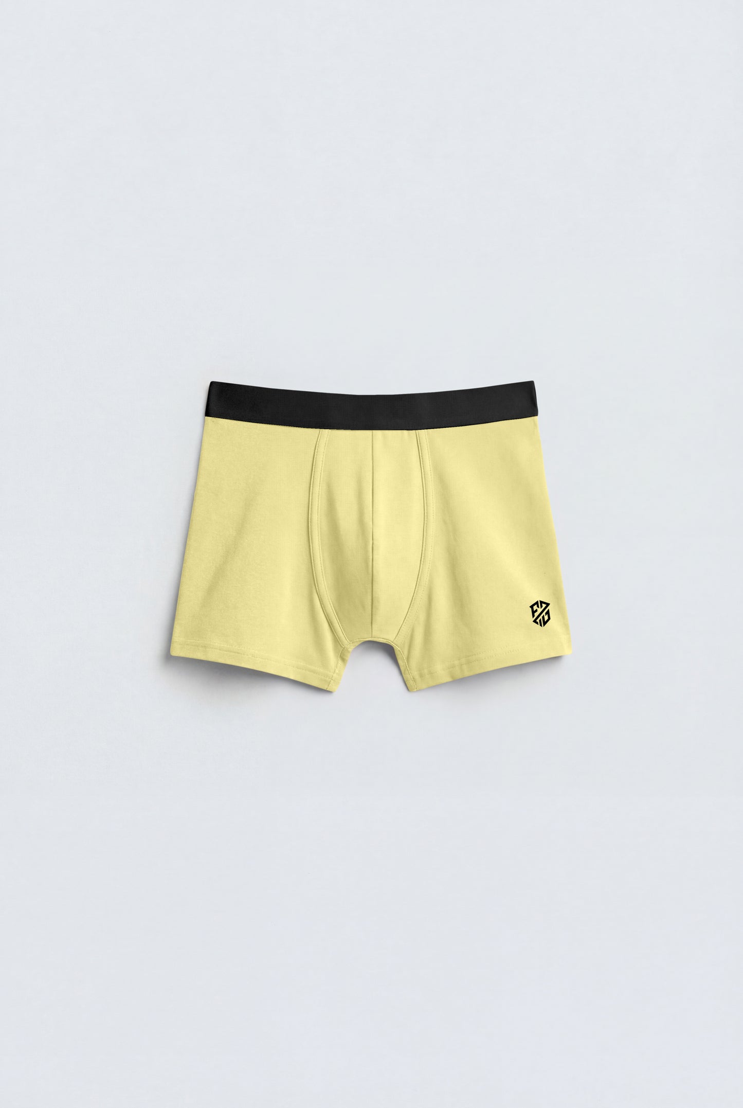 Men's Premium Cotton Stretch Boxer Briefs – Soft Pale Yellow with Contrast Performance Waistband