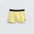Men's Premium Cotton Stretch Boxer Briefs – Soft Pale Yellow with Contrast Performance Waistband