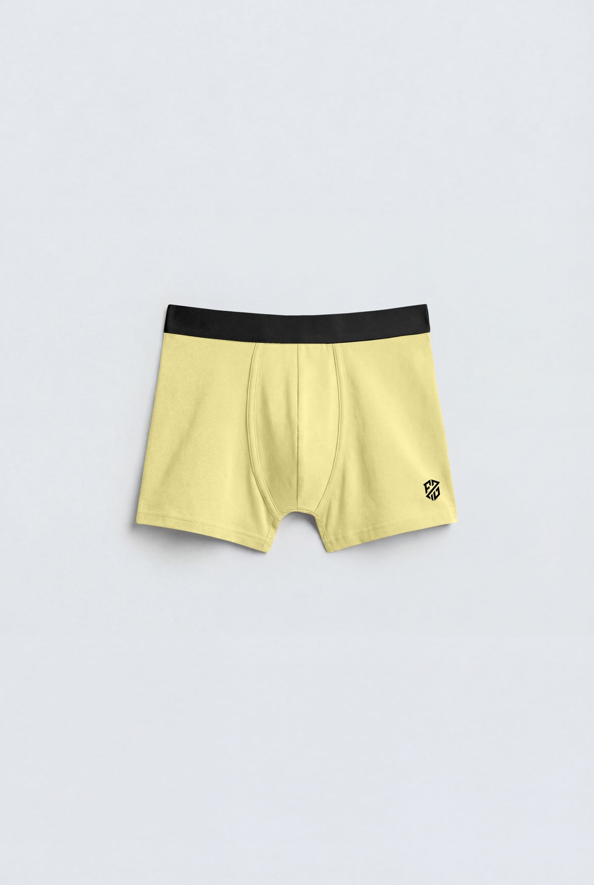 Men's Premium Cotton Stretch Boxer Briefs – Soft Pale Yellow with Contrast Performance Waistband