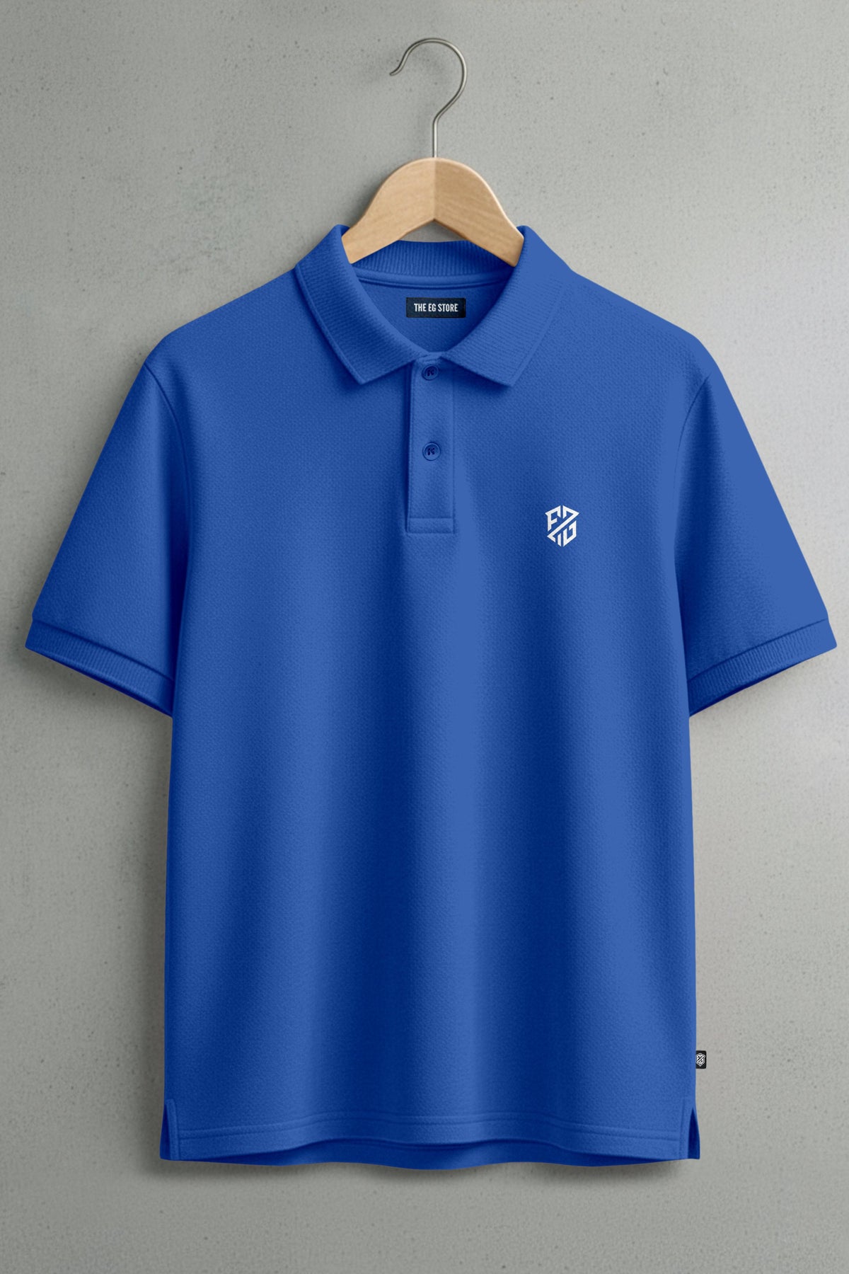 Men's Royal Blue Slim Fit Cotton Pique Polo Shirt - Hover Image
