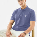 Men's Slate Blue Slim Fit Cotton Pique Polo T-Shirt