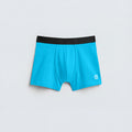 Men's Ultra-Soft Cotton Stretch Boxer Briefs – Vibrant Cyan Blue with Contrast Waistband